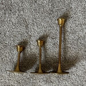 Elegant Brass Candle Holder Set